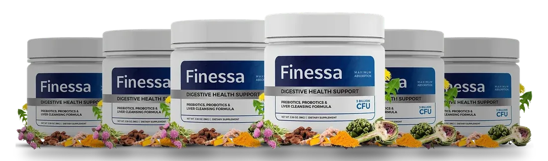 6 Finessa tubs, navy label with FINESSA in white